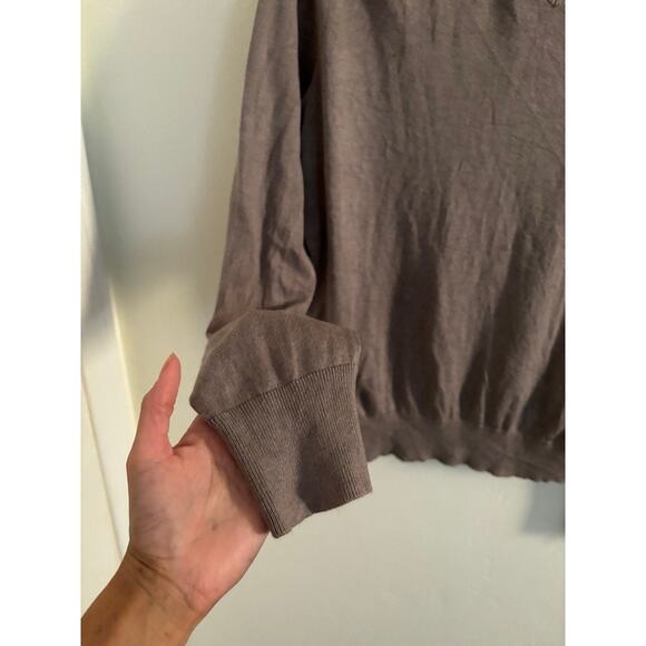 Banana Republic Sweater Men's Medium Silk Cashmere Blend Brown V Neck Pullover - Picture 4 of 8